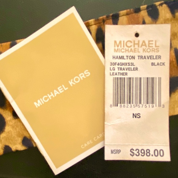 Michael Kors Hamilton Traveler Black Leather Handbag with Gold Hardware